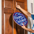 New York Rangers Holiday Round Door Decor with Hanging Rope, 18x18