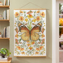 Cottage Garden Indoor Wall Decor Canvas Tapestry, Butterfly in Flowers 52"X 36" Canvas Tapestry