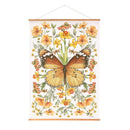 Cottage Garden Indoor Wall Decor Canvas Tapestry, Butterfly in Flowers 52"X 36" Canvas Tapestry