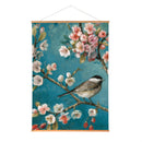 Cottage Garden Indoor Wall Decor Canvas Tapestry, Bird on Floral Branches 52"X 36" Canvas Tapestry