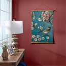 Cottage Garden Indoor Wall Decor Canvas Tapestry, Bird on Floral Branches 36"x24" Canvas Tapestry