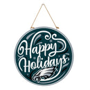 Philadelphia Eagles Holiday Round Door Decor with Hanging Rope, 18x18