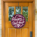 Texas A&M Holiday Round Door Decor with Hanging Rope, 18x18