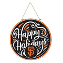 San Francisco Giants Holiday Round Door Decor with Hanging Rope, 18x18