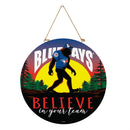 Toronto Blue Jays Bigfoot Round Door Decor with Hanging Rope, 18x18