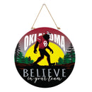 University of Oklahoma Bigfoot Round Door Decor with Hanging Rope, 18x18