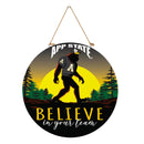 Appalachian State University Bigfoot Round Door Decor with Hanging Rope, 18x18