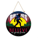 Atlanta Braves Bigfoot Round Door Décor with Hanging Rope, 18x18