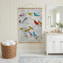 Cottage Garden Indoor Wall Decor Canvas Tapestry, Birds on Branches 52"X 36" Canvas Tapestry