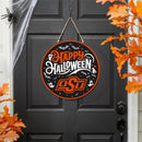 Oklahoma State University Halloween Round Door Decor with Hanging Rope, 18x18