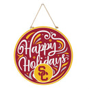 University of Southern California Holiday Round Door Decor with Hanging Rope, 18x18
