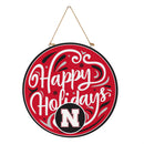 University of Nebraska Holiday Round Door Decor with Hanging Rope, 18x18