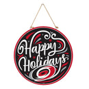 Carolina Hurricanes Holiday Round Door Decor with Hanging Rope, 18x18