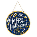 Milwaukee Brewers Holiday Round Door Decor with Hanging Rope, 18x18