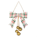 Shades of Emerald Hanging Wall Decor, Bow with Hanging Jingle Bells, Asst of 2