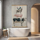 Hillside Pasture Indoor Wall Decor Canvas Tapestry, Stacked Animals 52"X 36" Canvas Tapestry