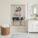 Hillside Pasture Indoor Wall Decor Canvas Tapestry, Stacked Animals 52"X 36" Canvas Tapestry