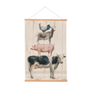 Hillside Pasture Indoor Wall Decor Canvas Tapestry, Stacked Animals 36"x24" Canvas Tapestry
