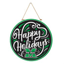 Marshall University Holiday Round Door Decor with Hanging Rope, 18x18