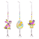Hop Into Spring Hanging Charm, Metal Bunny, Egg and Flower, Display, Asst of 3