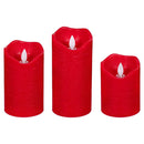 Heartfelt Cheer LED Table Decor Wax LED Moving Wick Candle, Red, Set of 3
