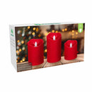 Heartfelt Cheer LED Table Decor Wax LED Moving Wick Candle, Red, Set of 3