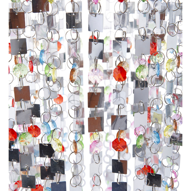 Evergreen Wind,Silver and Multi-Colored Mirrored Outdoor Chandelier with Solar Lights,8.5x8.5x30.75 Inches