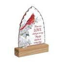 Memorial LED Table Decor Acrylic and Wood, Cardinal, Those We Love Don't Go Away, 8"H