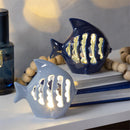 Seaside Retreat LED Table Decor, Ceramic Fish with Cutouts, 6.7"H, Asst of 2