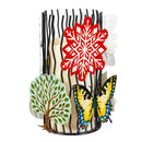 Cottage Garden LED Table Decor, LED Candle with Metal Holder, Includes 8 Magnetic Icons, 4" x 7.75"