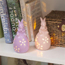 Hop Into Spring LED Table Decor Ceramic Bunny Sitting on Egg, 6"H, Asst of 2