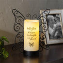 Memorial LED Candle With Flickering Flame and Butterfly Metal Base, Butterflies are Whispers, 9"H
