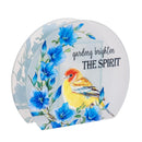 Cottage Garden LED Table Decor Glass with Bird and Floral, 6.7"H, Asst of 2