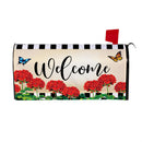 Welcome Red Geranium Check Mailbox Cover