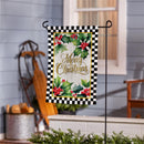 Merry Christmas Holly Moire Garden Flag Garden
