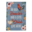Petal & Plow Rooster and Chick Moire House Flag