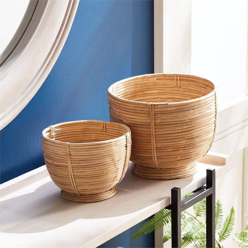 Napa Home Garden, CANE RATTAN DECORTV FOOTED BOWLS ,SET OF 2,n2db01