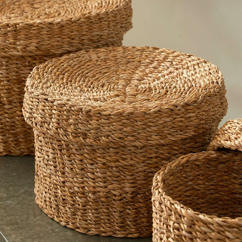 NAPA Home & Garden, SEAGRASS ROUND LIDDED BASKETS, SET OF 3,N2SG07