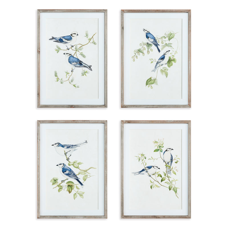 NAPA Home & Garden, BLUE BIRDS PRINTS, SET OF 4,N3NH35