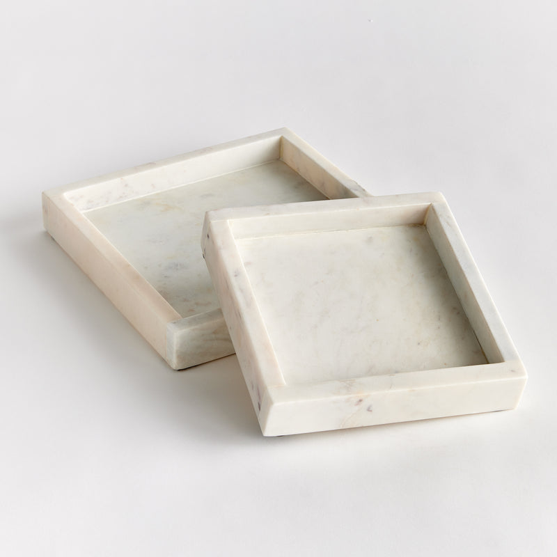 NAPA Home & Garden, AMANI SQUARE MARBLE TRAYS SMALL, SET OF 2,N4ES06