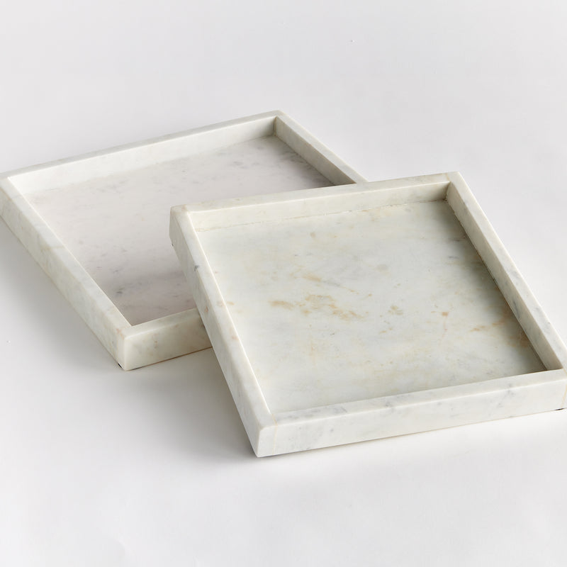 NAPA Home & Garden, AMANI SQUARE MARBLE TRAYS LARGE, SET OF 2,N4ES07