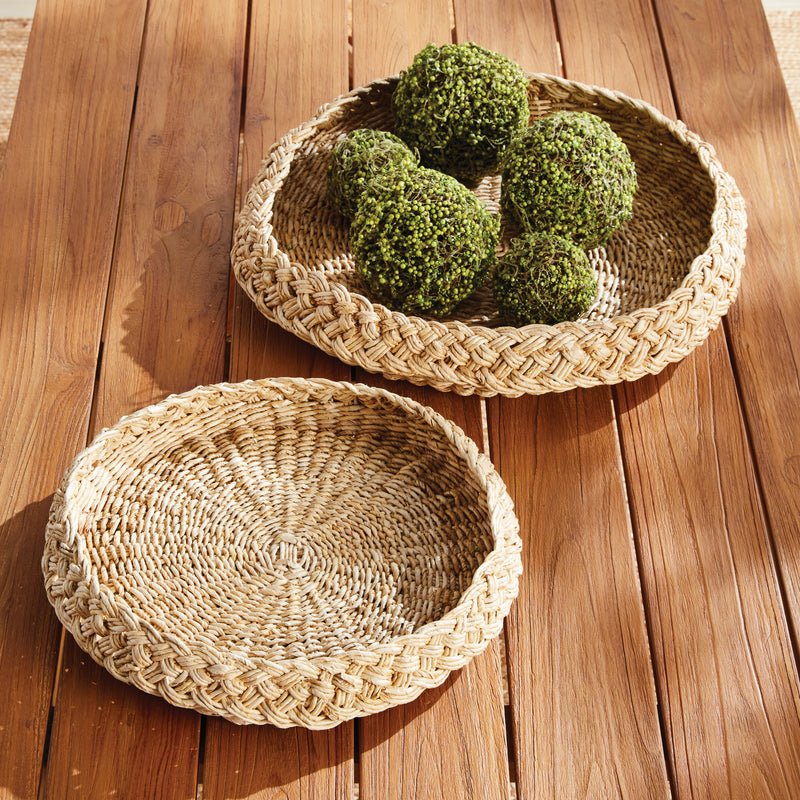 NAPA Home & Garden, ABACA FRENCH BRAIDED ROUND TRAYS, SET OF 2,N4TD05