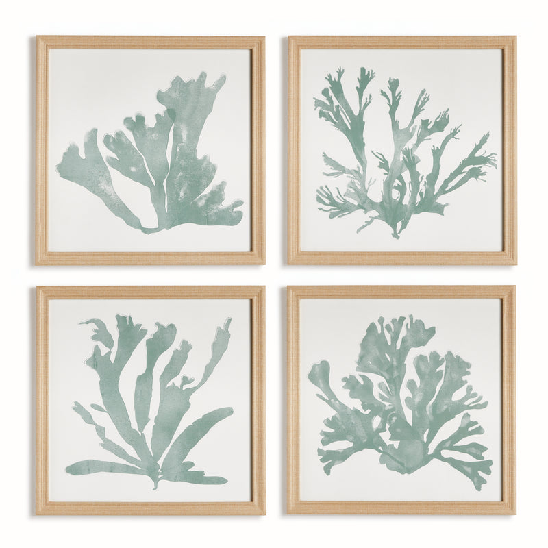 NAPA Home & Garden, CORAL SILHOUETTES IN SOFT GREEN, SET OF 4,N5NH33