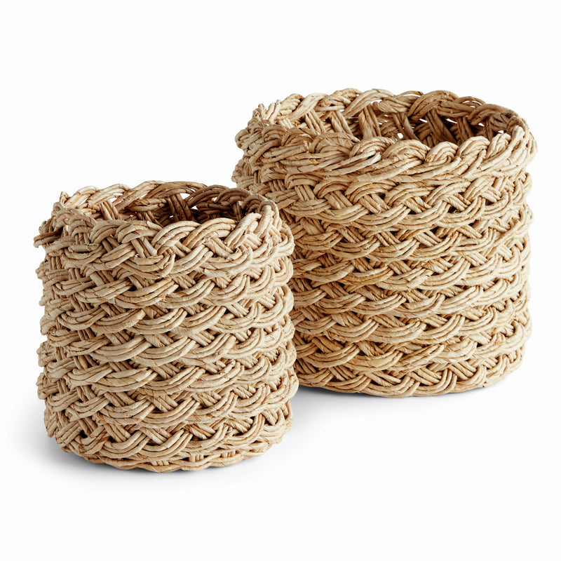 NAPA Home & Garden, ABACA FRENCH BRAID STORAGE BASKETS ROUND, SET OF 2,N5TD17