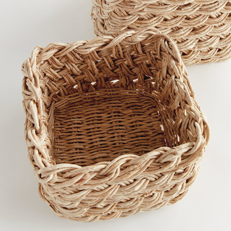 NAPA Home & Garden, ABACA FRENCH BRAID STORAGE BASKETS SQUARE, SET OF 2,N5TD18