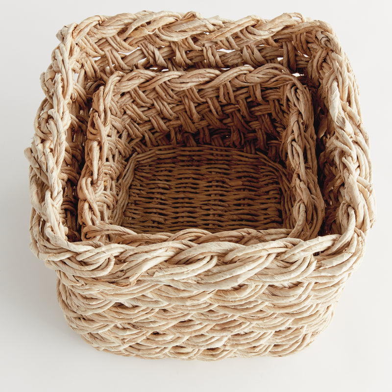 NAPA Home & Garden, ABACA FRENCH BRAID STORAGE BASKETS SQUARE, SET OF 2,N5TD18