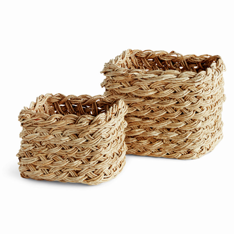 NAPA Home & Garden, ABACA FRENCH BRAID STORAGE BASKETS SQUARE, SET OF 2,N5TD18