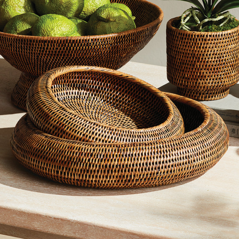 NAPA Home & Garden, BURMA RATTAN SHALLOW DISPLAY BOWLS, SET OF 2,N5TN09BR