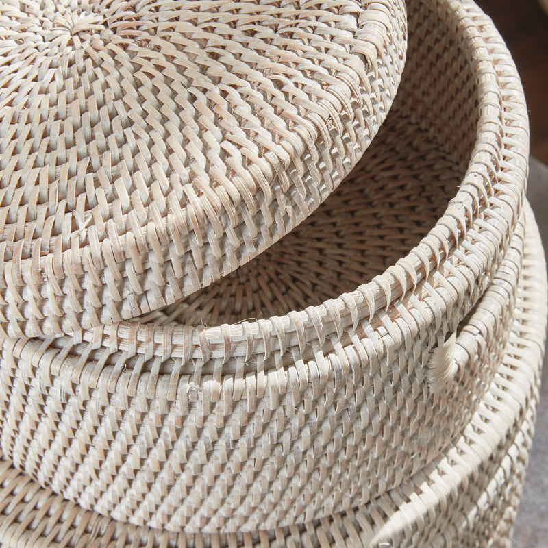 NAPA Home & Garden, BURMA RATTAN ROUND LIDDED BOXES, SET OF 2,N5TN10WH