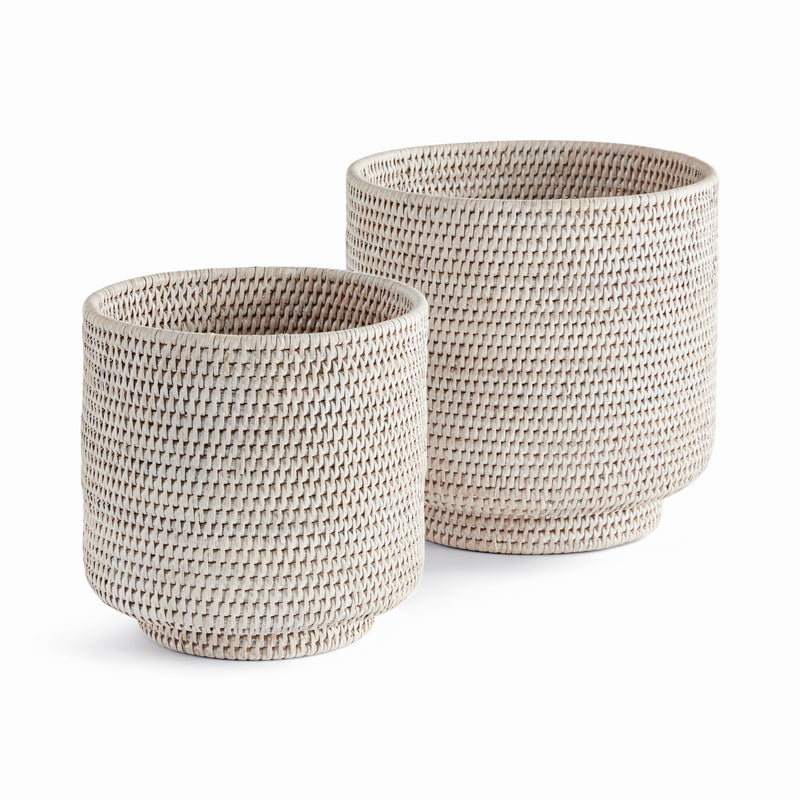 NAPA Home & Garden, BURMA RATTAN CACHEPOTS LARGE, SET OF 2,N5TN13WH